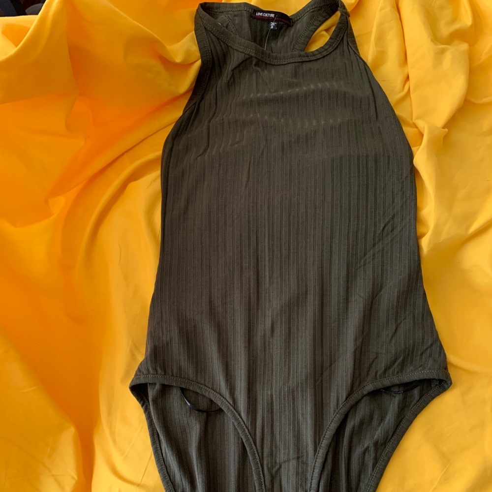 Green racer back body suit